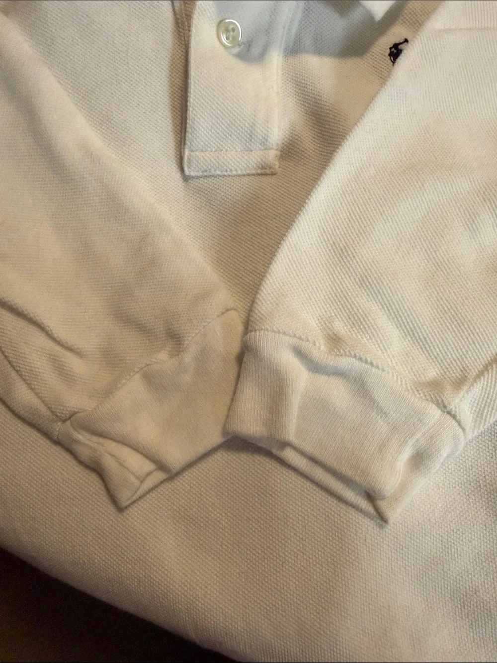 Polo by Ralph Lauren White Long Sleeve Polo with Navy Pony